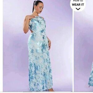 F21 metallic jaquard long dress